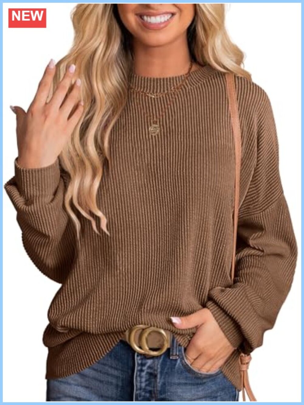 Oversized Ribbed Tunic Long Sleeve Top